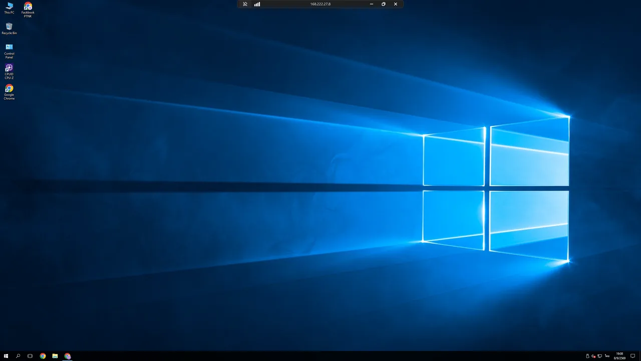 หน้าเดสก์ท็อป Windows Server บน VPS หลังเข้าผ่าน Remote Desktop